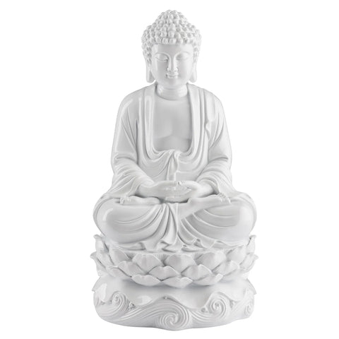 Peaceful Buddha Resin Decor 16h" Statue - White
