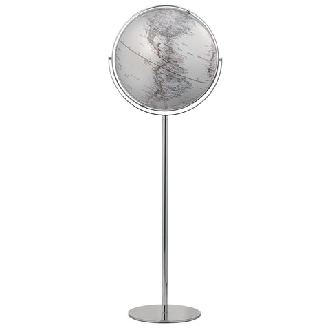 Latitude Standing Floor Globe - Silver