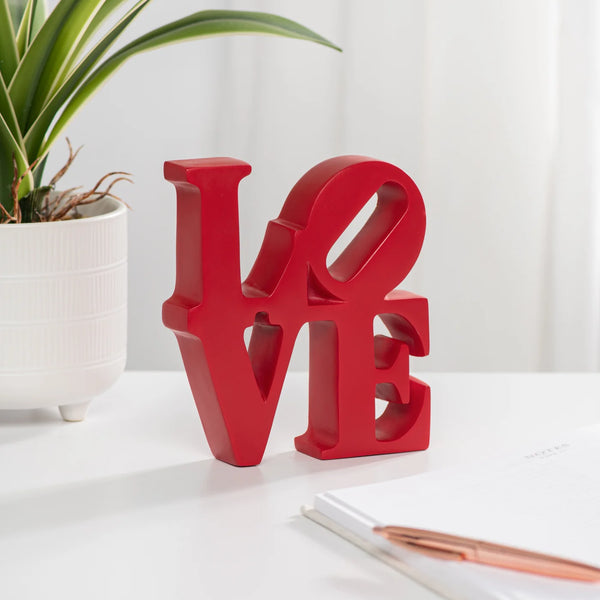 Word Art Red Resin Decor Sculpture - Love