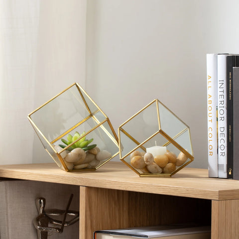 Oro Cube 2 Piece Glass Terrarium Set