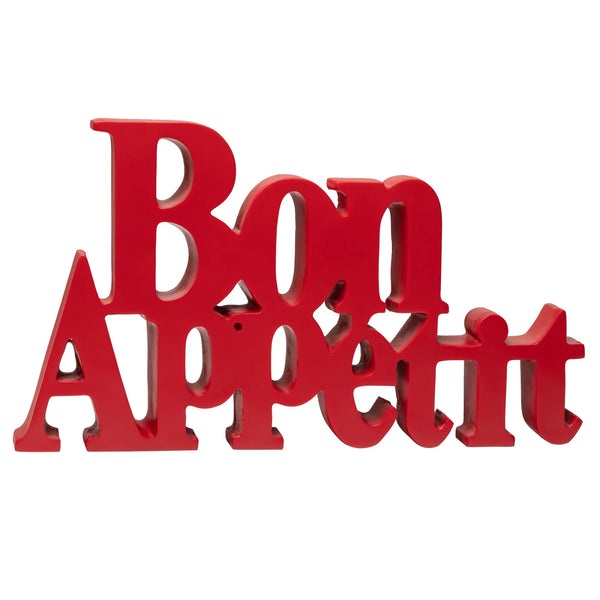 Word Art Red Resin Decor Sculpture - Bon Appetit