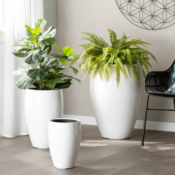 Aria Polystone 3 Piece Tapered Planter Set with Liners