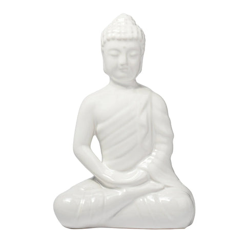 Sitting Ceramic Buddha 8" Decor Statue