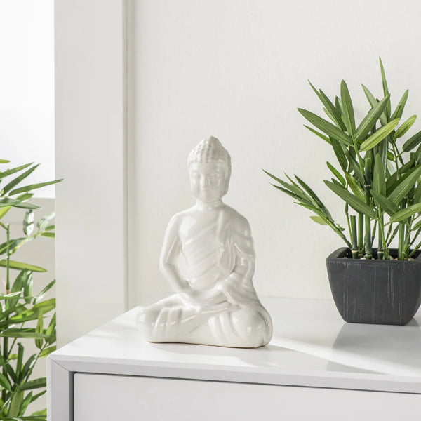 Sitting Ceramic Buddha 8" Decor Statue