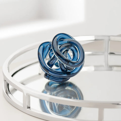 Orbit Glass Knot 3" Diameter Decor Ball - Indigo Blue