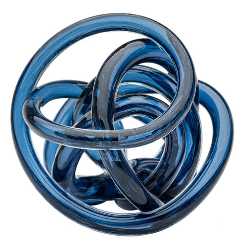 Orbit Glass Knot 4.5" Diameter Decor Ball - Indigo Blue