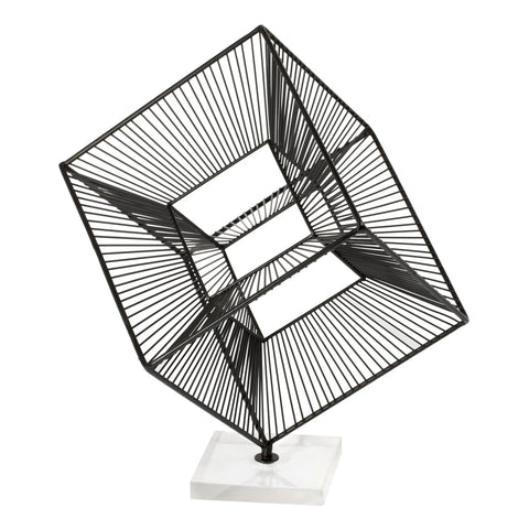 3D Radiant Cube 16h" Decor Sculpture - Black