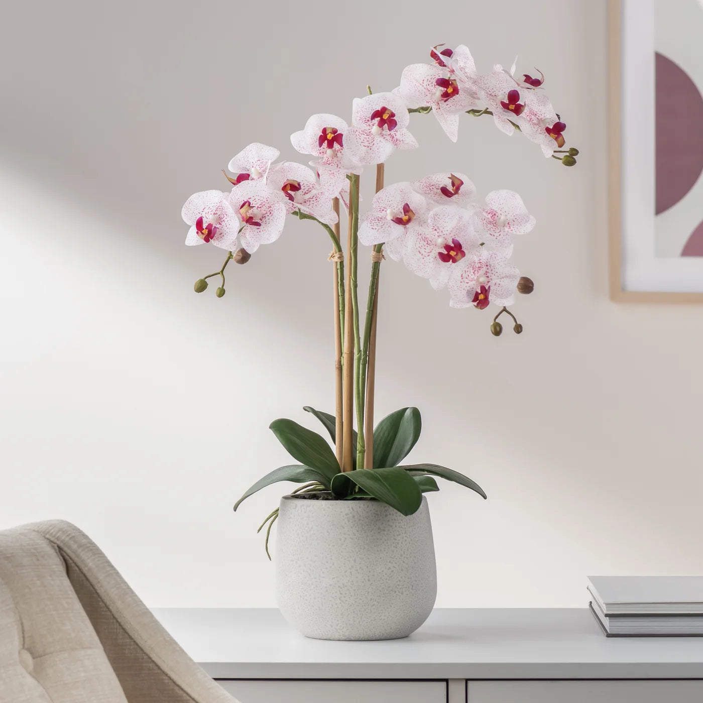 Phalaenopsis Potted 23 Faux Triple Stem Orchid - Pink