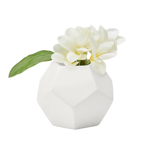 Orion Ceramic Hexagon 5h" Vase - White