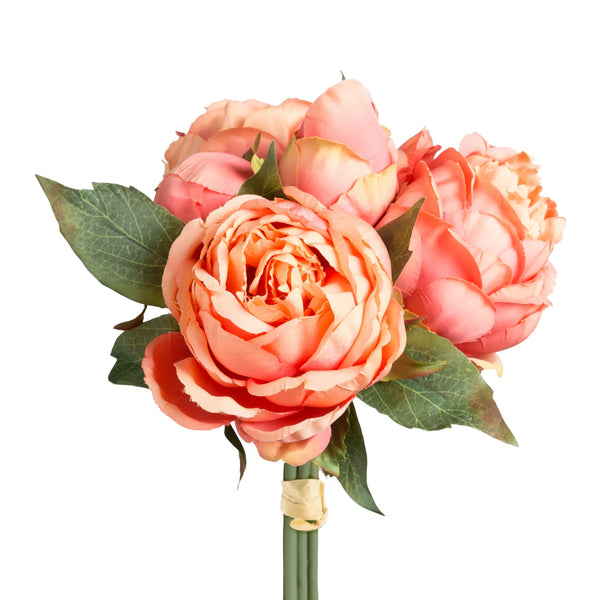 Blushing Peony 5 Bloom Bouquet - Orange