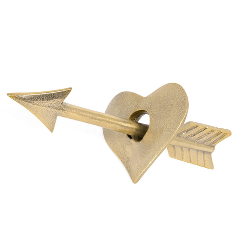 Cupid's Arrow 8" Length Aluminum Gold Heart Decor Sculpture