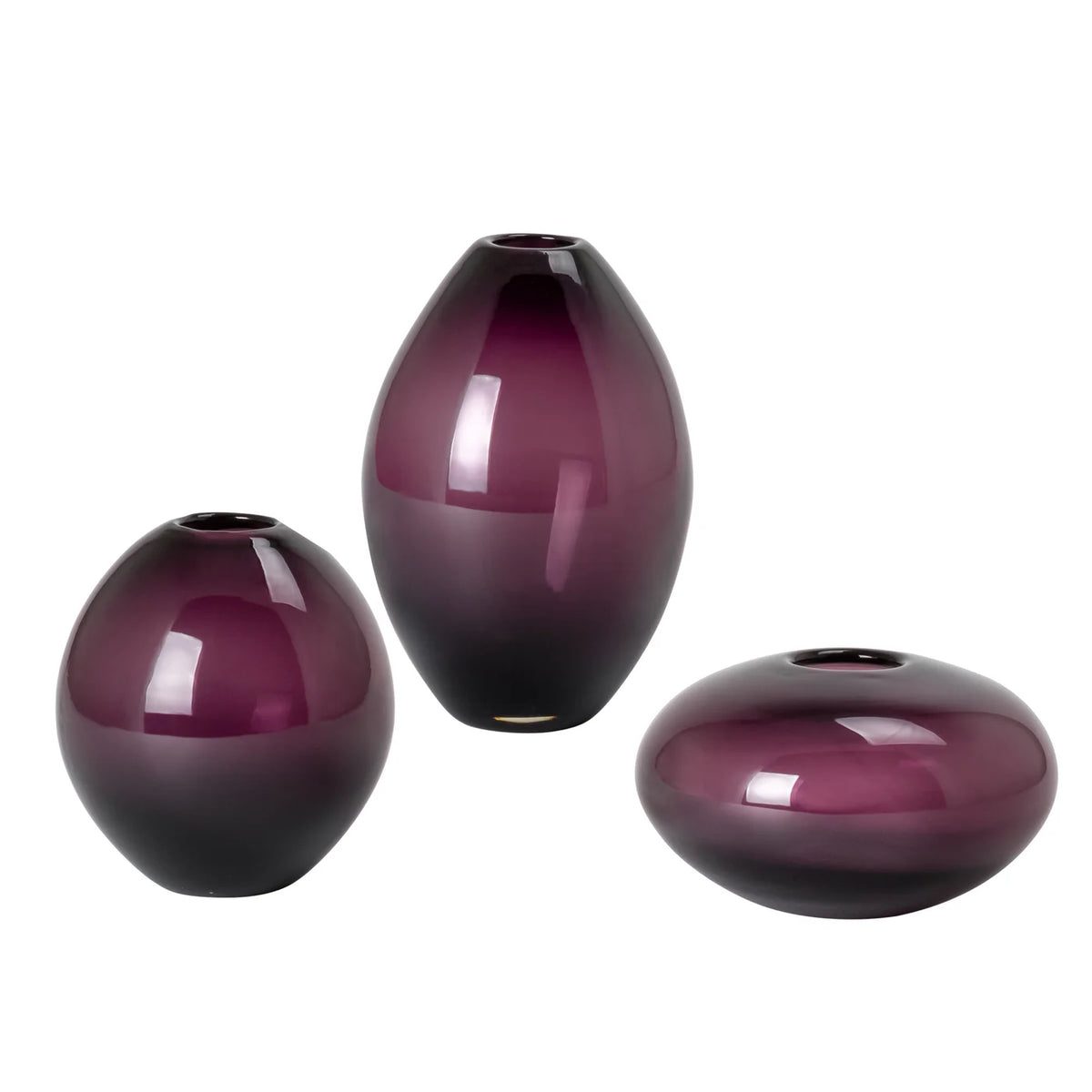 Mini Lustre Assorted 3 Piece Purple Glass Vase Set