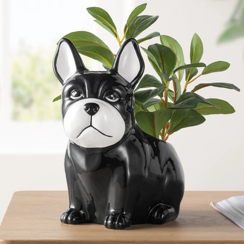 Barkley Bulldog 9.5h" Ceramic Drop Pot Planter