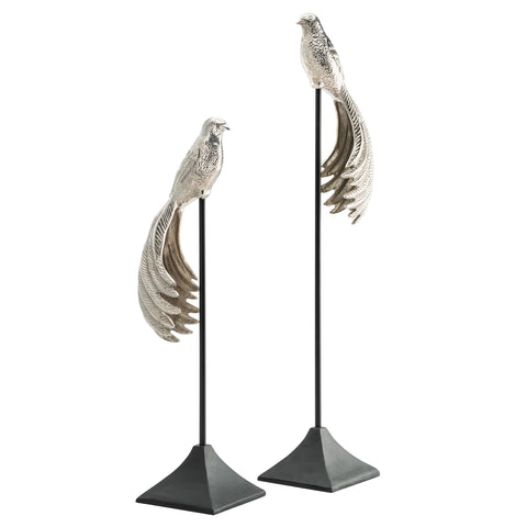 Perched Bird of Paradise 30.5h" Aluminum Decor Sculpture On Stand