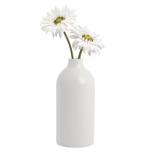 Komi 8h" Ceramic Bottle Vase - White