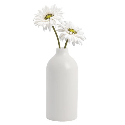 Komi 8h" Ceramic Bottle Vase - White