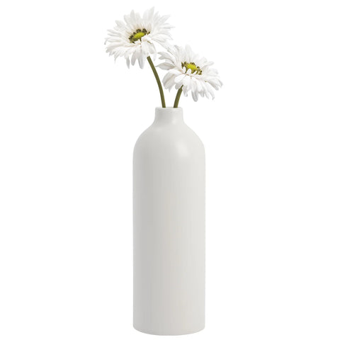 Komi 11h" Ceramic Bottle Vase - White