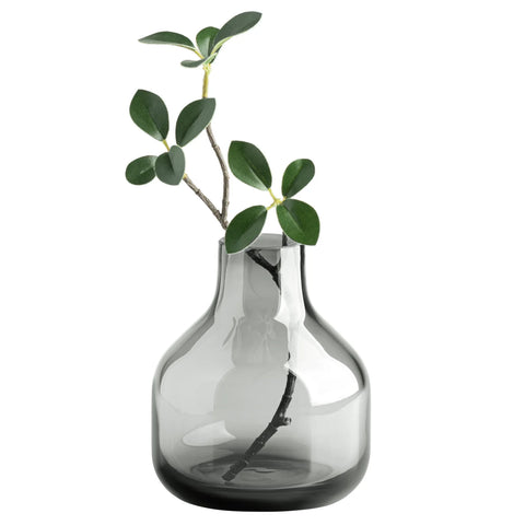 Beau Mini Bottle 5h" Glass Vase - Smoke