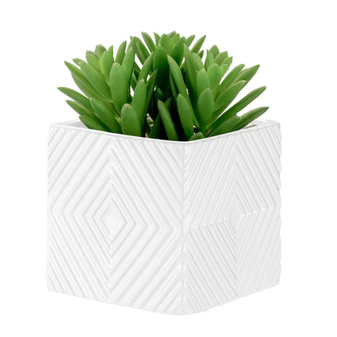 Radiance Ceramic Cube 4" Drop Pot Planter Vase - White