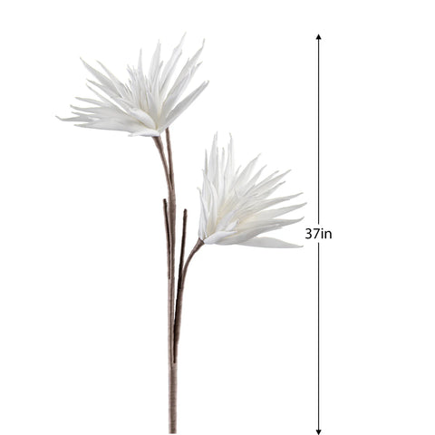 Desert Two Bloom Cactus Flower 37" Stem - White