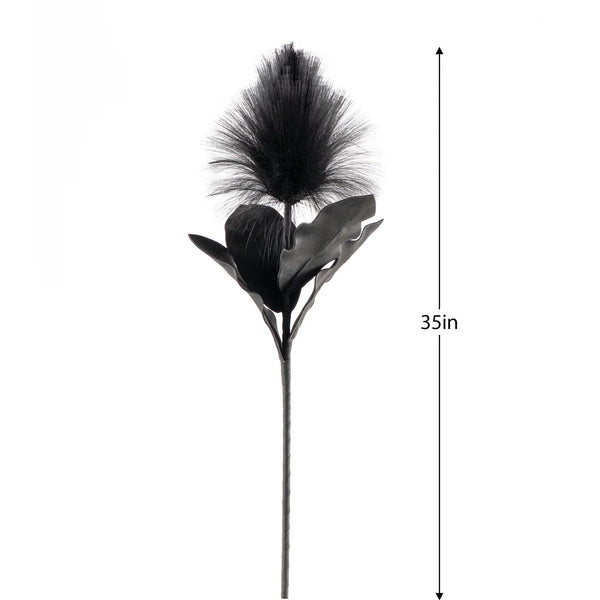 Desert Blooming Feather Pod 35" Stem - Black