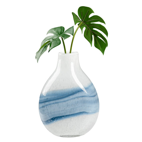 Andrea Swirl Glass 10.75h" Bulb Vase - White