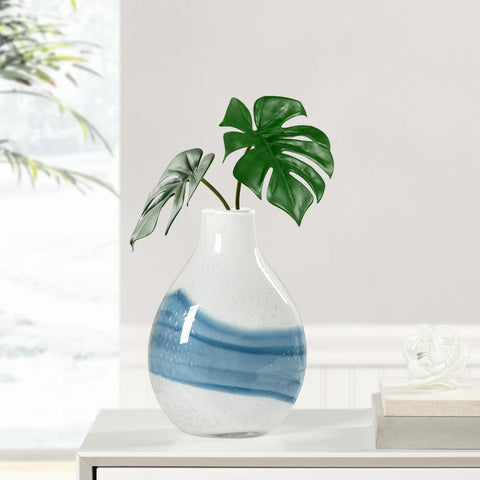Andrea Swirl Glass 10.75h" Bulb Vase - White