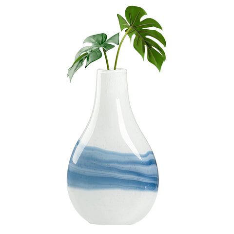 Andrea Swirl Glass 14.25h" Bulb Vase - White
