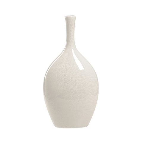 Lilo White Crackle Ceramic 8.75h" Vase