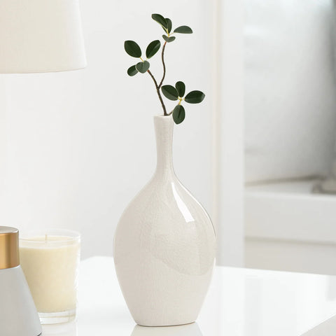 Lilo White Crackle Ceramic 8.75h" Vase