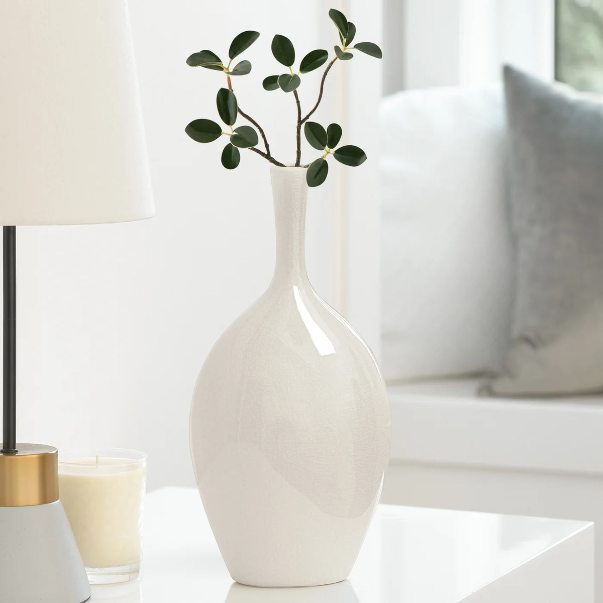 Lilo White Crackle Ceramic 12.25h