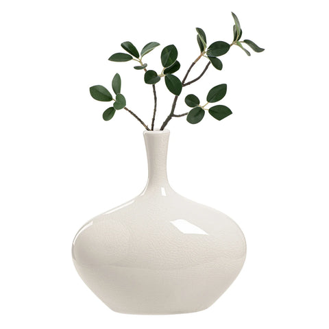 Lilo White Crackle Ceramic 8.75h" Wide Vase
