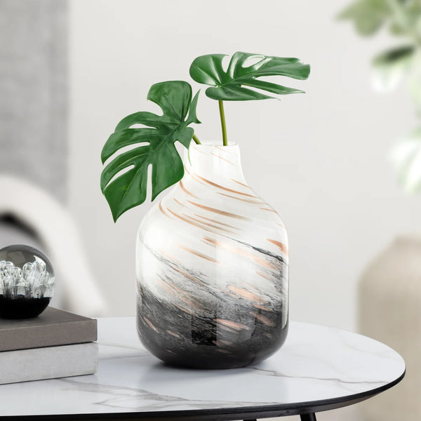 Galaxy Gold Swirl 9.5h" Glass Vase