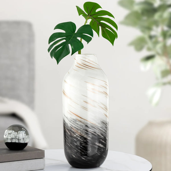 Galaxy Gold Swirl 13.5h" Glass Vase