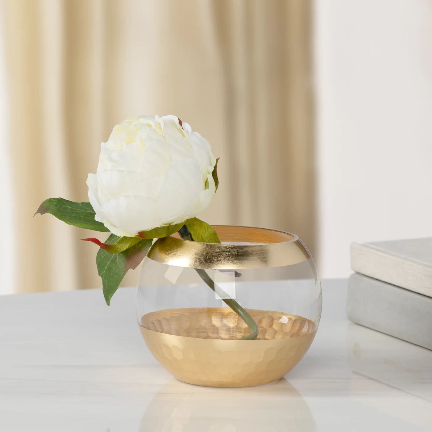 Gold Trim Facet Cut Glass 5dx3.5