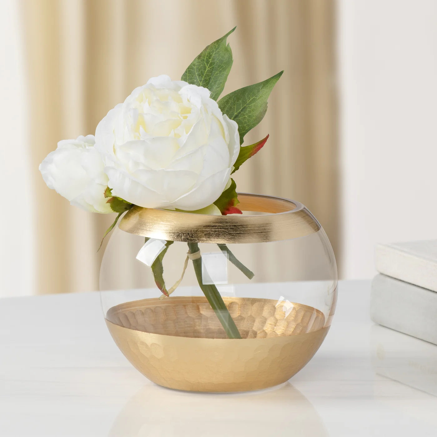 Gold Trim Facet Cut Glass 6dx4.5