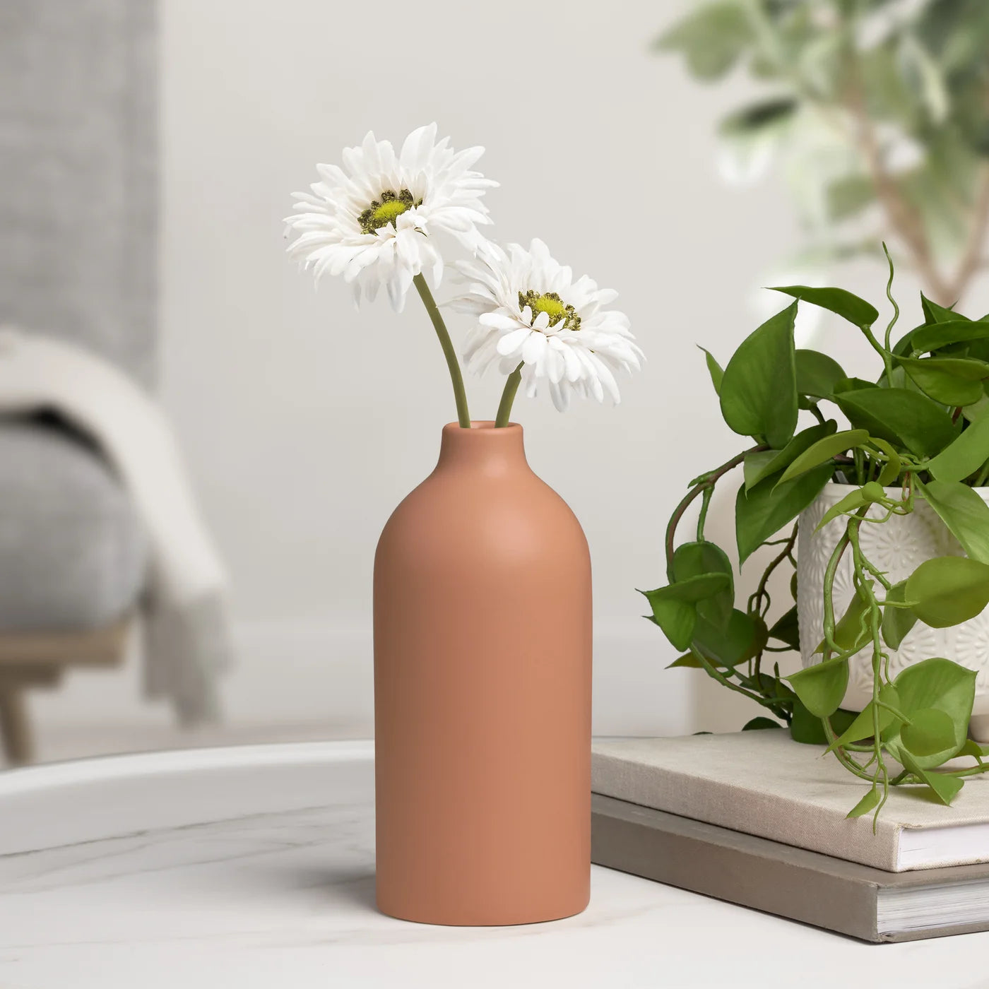 Komi 8h" Ceramic Bottle Vase - Terracotta