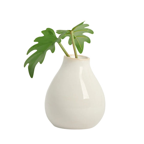 Bowen 5.25h" White Reactive Glaze Ceramic Bulb Vase