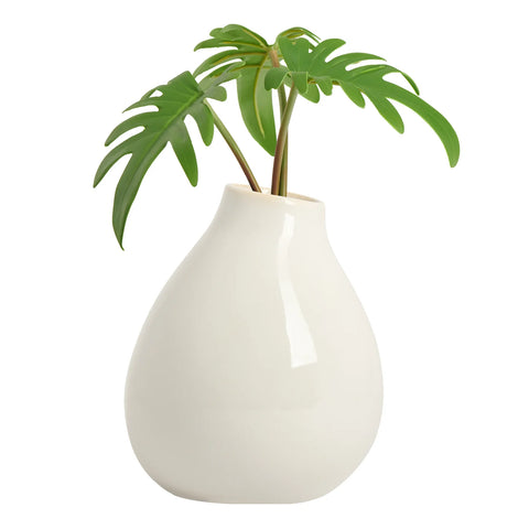 Bowen 7.25h" White Reactive Glaze Ceramic Bulb Vase