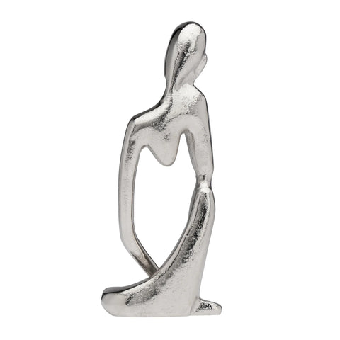 Pensive Figure 9h" Aluminum Decor Sculpture - 1 Knee Up