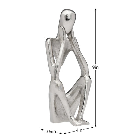 Pensive Figure 9h" Aluminum Decor Sculpture - 2 Knees Up
