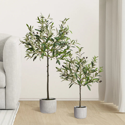 Olive Tree 28h" Cement Potted Faux Plant