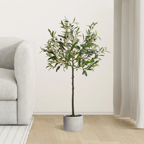 Olive Tree 37h" Cement Potted Faux Plant