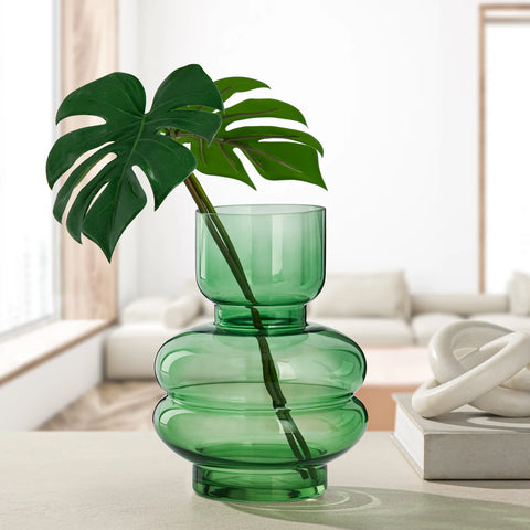 Riva Multi Bulb Green Glass 8h" Vase