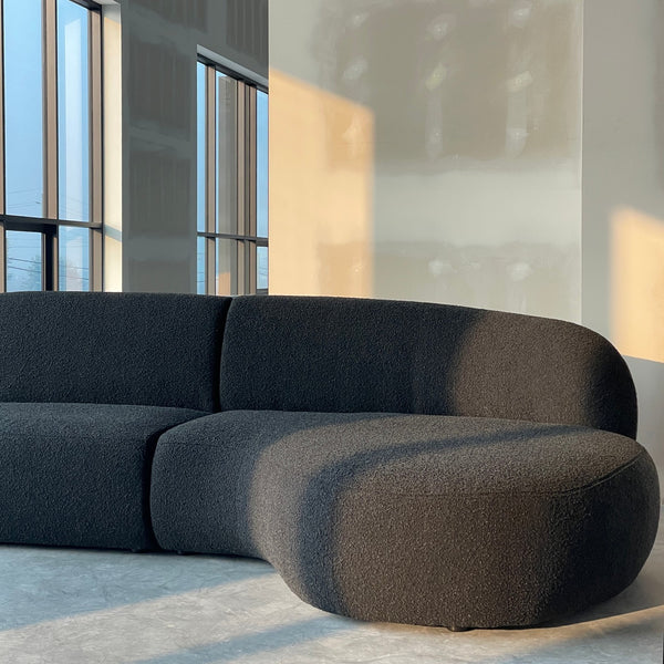 Moritz Sectional 3-Piece Chaise Facing Left in Licorice Boucle