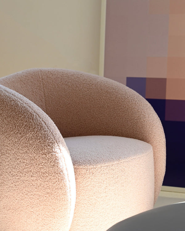 Dune Swivel Lounge Chair in Teddy Cream Boucle