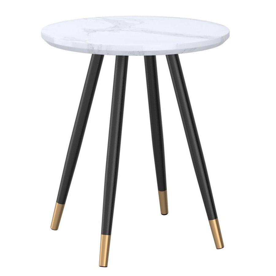 Emery Round Accent Table - White/Black