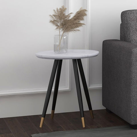 Emery Round Accent Table - White/Black
