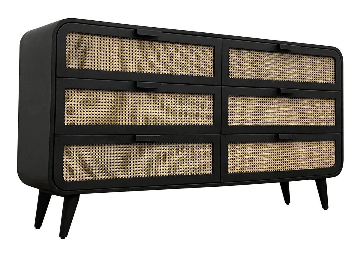 Cane Oval 6 Drawer Dresser