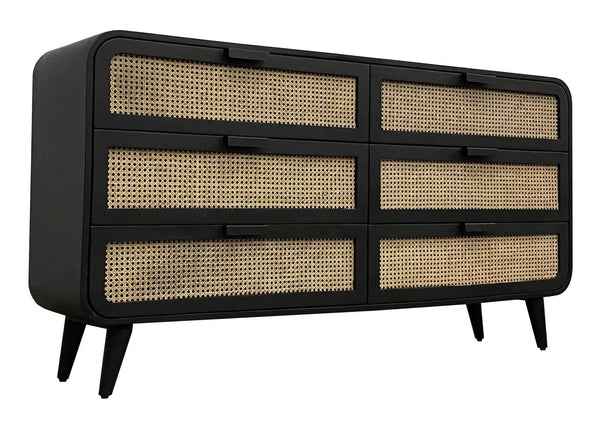 Cane Oval 6 Drawer Dresser